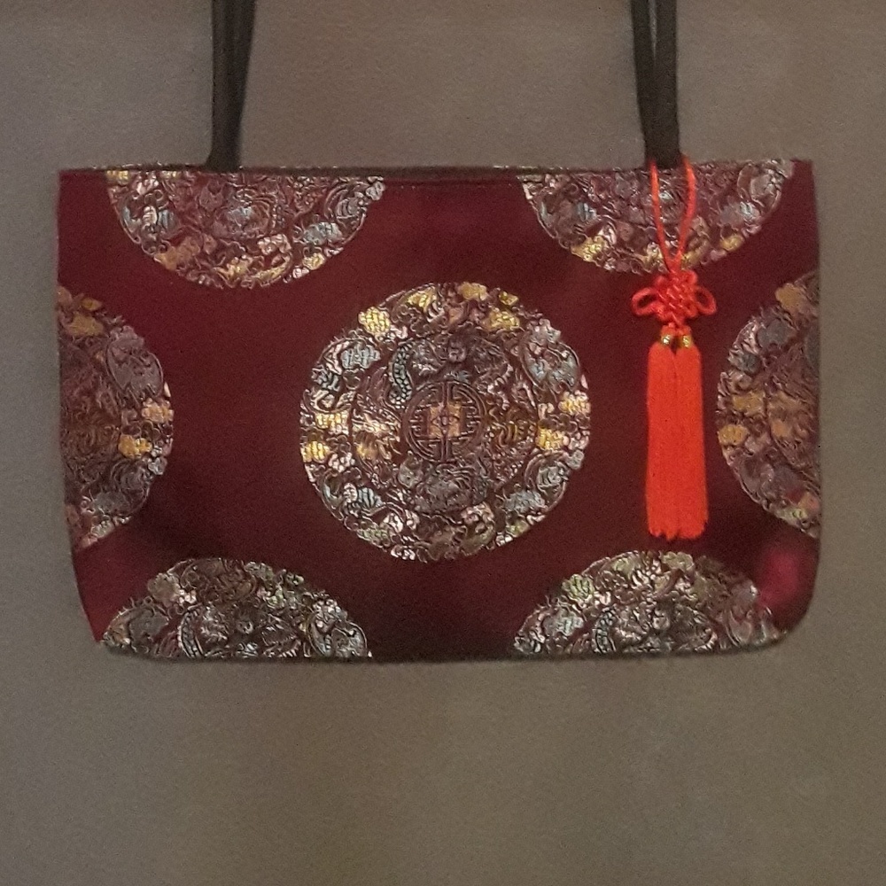 Asian inspired over shoulder handbag